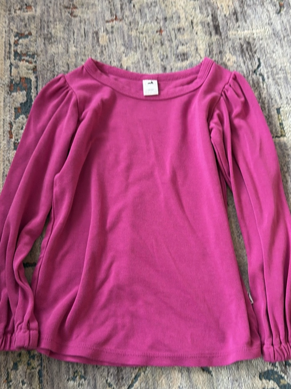 Girls' Little and Lively Bamboo Long-Sleeve Puff Shoulder Top - Pink 3/4T
